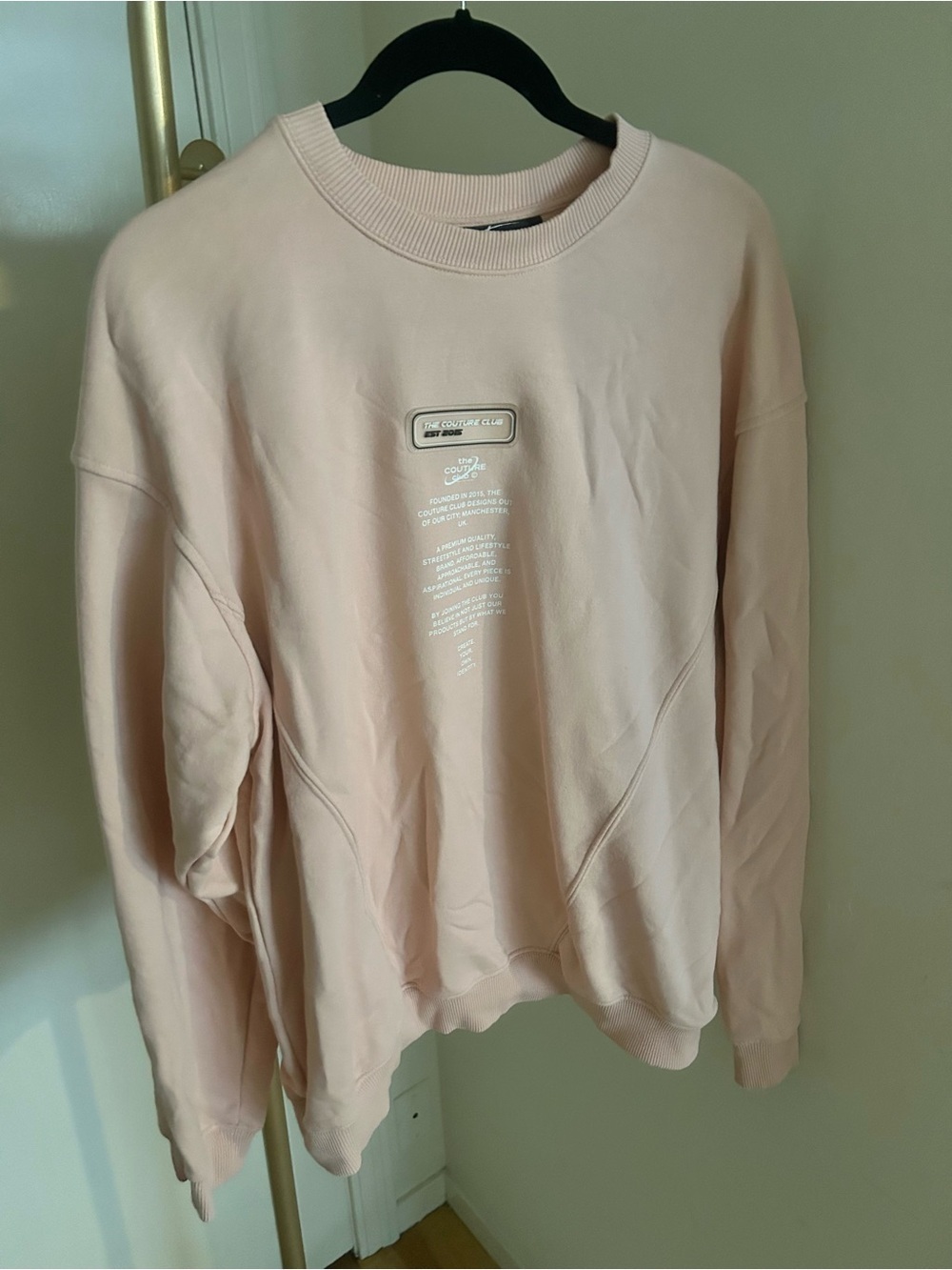 The Couture Club Oversized Graphic Sweatshirt Blush Pink |Streetwear Crewneck